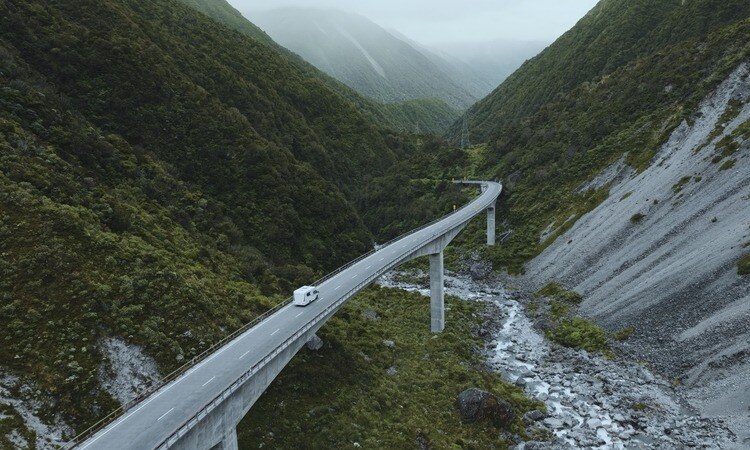 A Wilderness Motorhome driven in Arthurs Pass