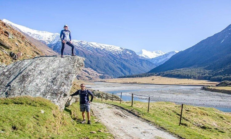 A couple posing at Mount Aspiring National Park