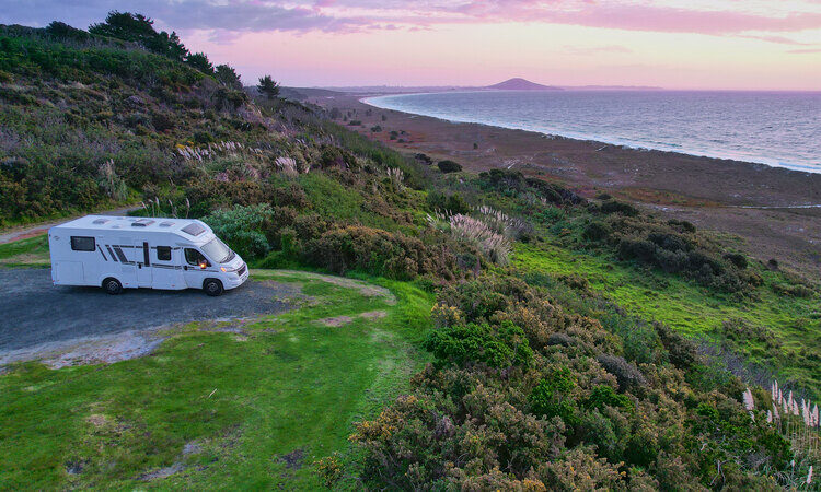 A Wilderness motorhome parked up over a beutiful coast view