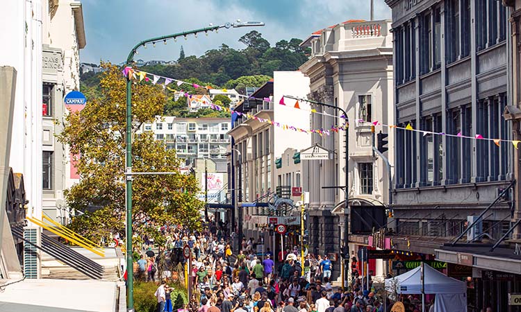 A festival in Wellington city, credit to WellingtonNZ and Celeste Fontein