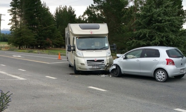 A motorhome damaged in an accident