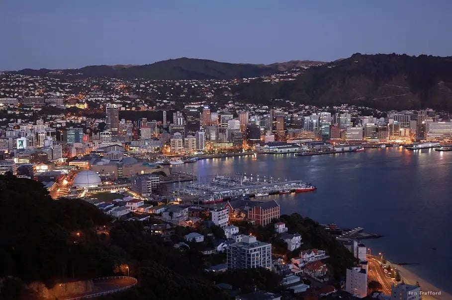 Wellington Harbour at night