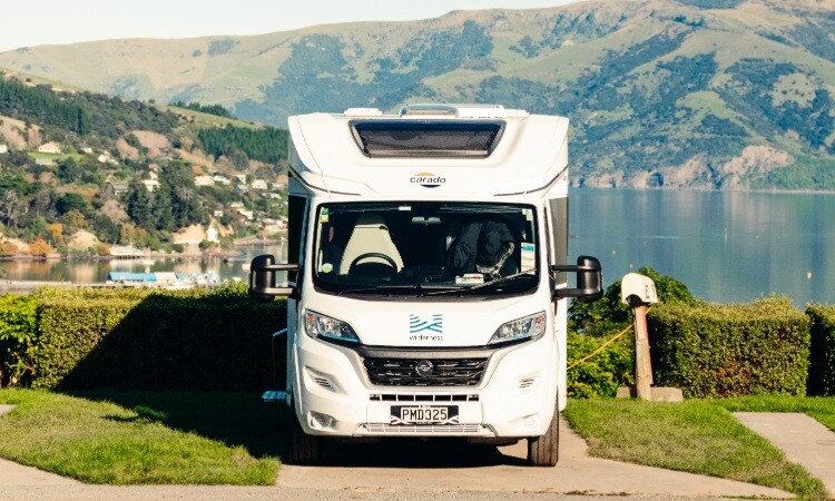 A Wilderness Motorhome parked up at a commercial campground