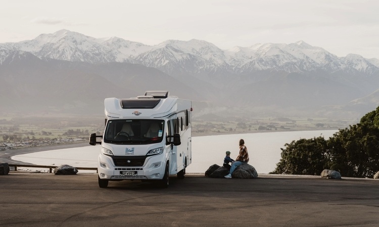 A Wilderness motorhome parked up at a scenic spot in Kaikoura