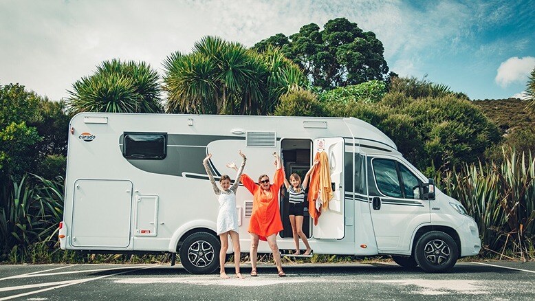 A family excited to explore with a motorhome